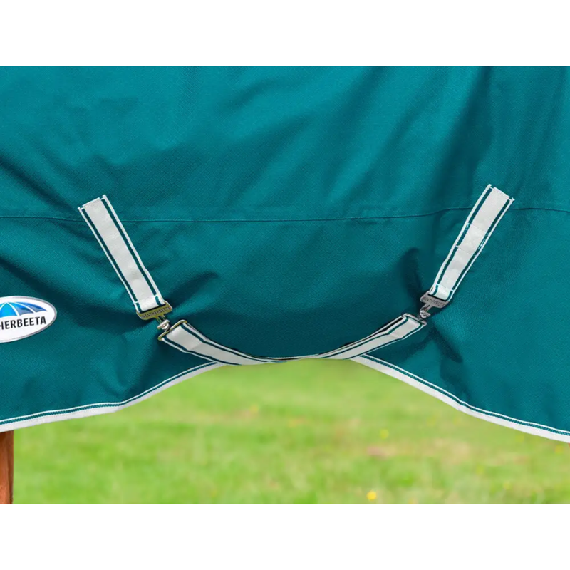 WeatherBeeta ComFiTec Plus Dynamic II Standard Neck Lite Turnout Rug - Green/Stone/Teal Green-5