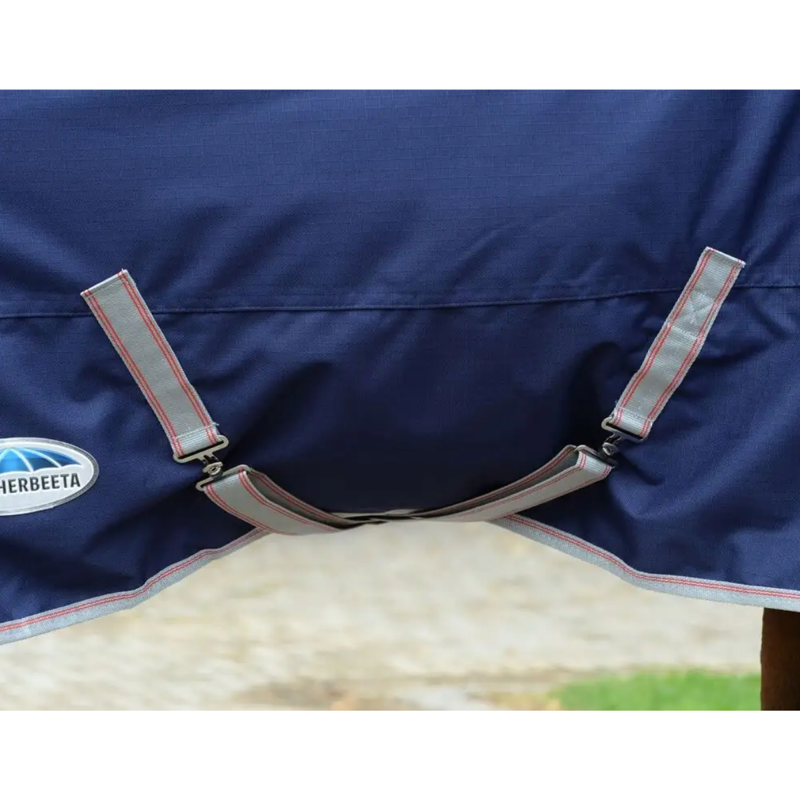 WeatherBeeta ComFiTec Essential Detach-A-Neck Lite Plus Turnout Rug - Navy/Silver/Red-5