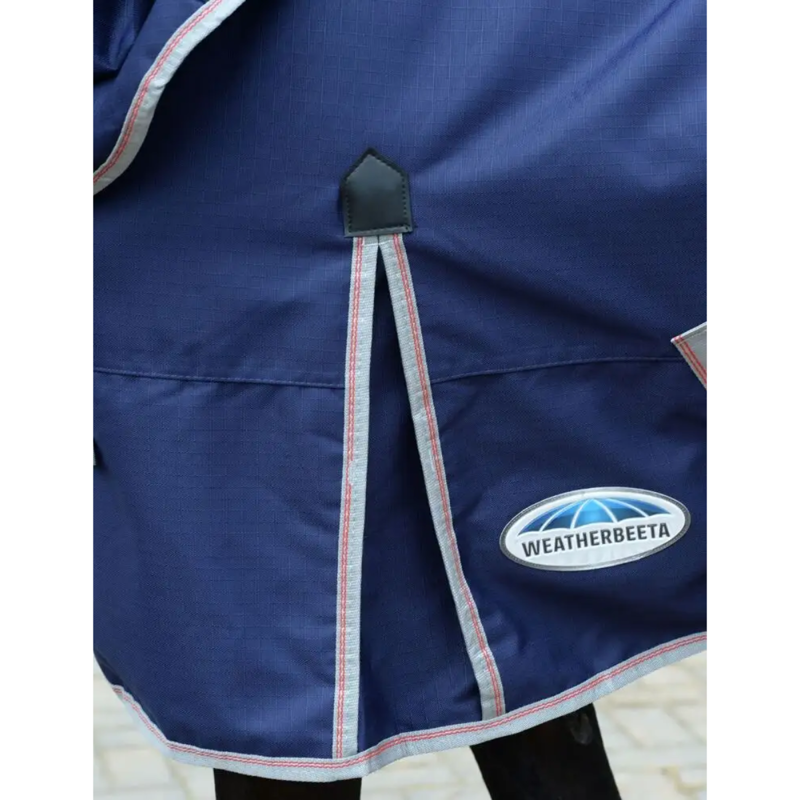 WeatherBeeta ComFiTec Essential Detach-A-Neck Lite Plus Turnout Rug - Navy/Silver/Red-4
