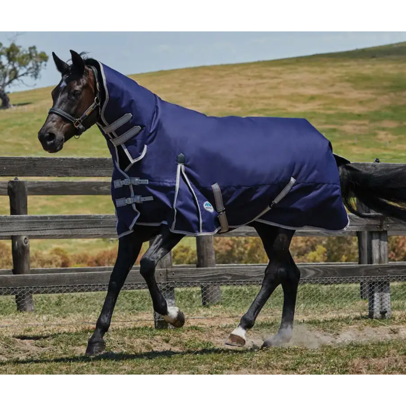 WeatherBeeta ComFiTec Essential Combo Neck Lite Plus Turnout Rug - Navy/Silver/Red