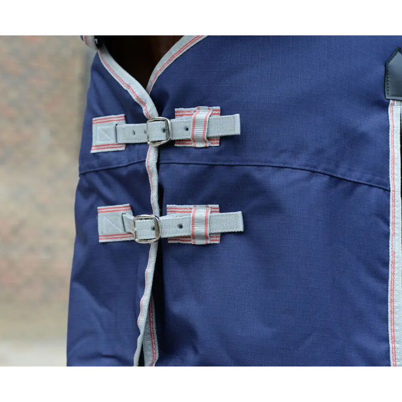 WeatherBeeta ComFiTec Essential Combo Neck Lite Plus Turnout Rug - Navy/Silver/Red-1