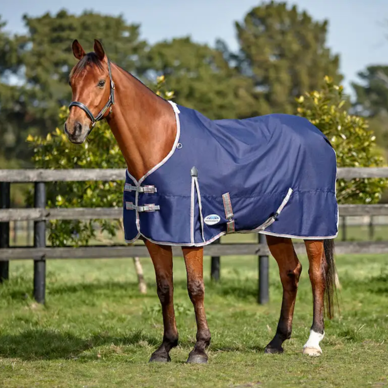 WeatherBeeta ComFiTec Essential Standard Neck Lite Plus Turnout Rug - Navy/Silver/Red