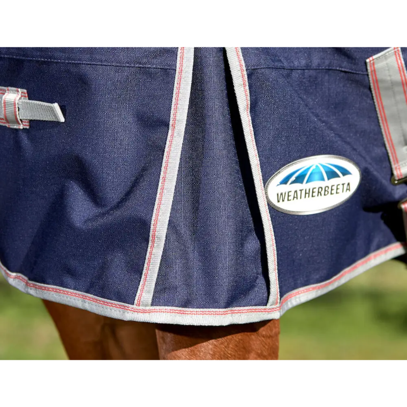 WeatherBeeta ComFiTec Essential Standard Neck Lite Plus Turnout Rug - Navy/Silver/Red-4