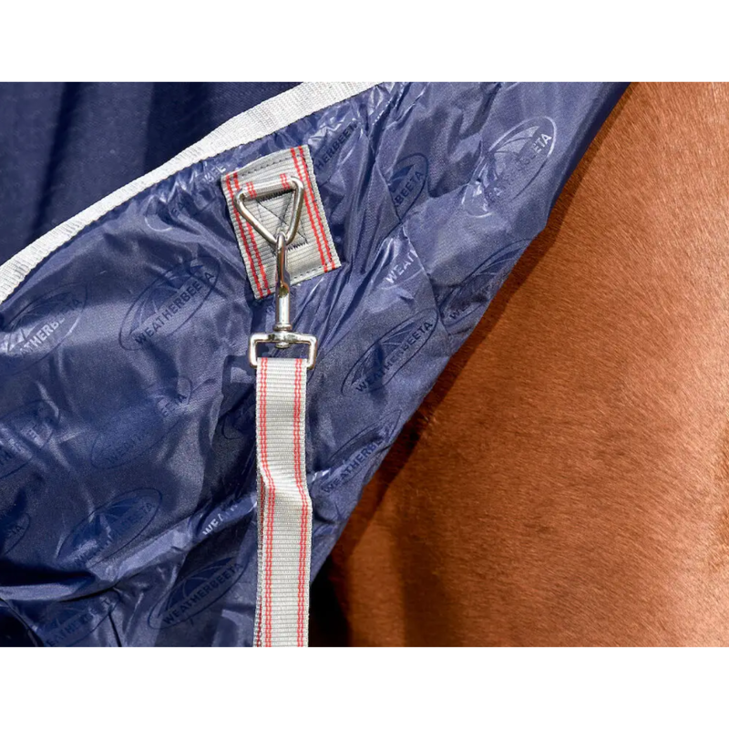 WeatherBeeta ComFiTec Essential Standard Neck Lite Plus Turnout Rug - Navy/Silver/Red-5