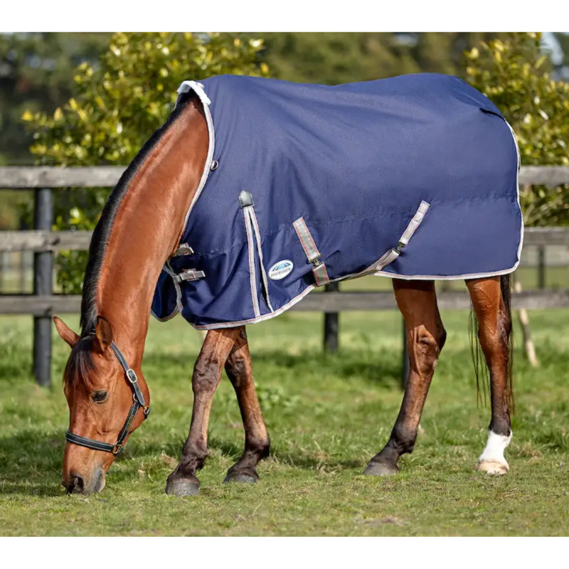 WeatherBeeta ComFiTec Essential Standard Neck Lite Plus Turnout Rug - Navy/Silver/Red-1