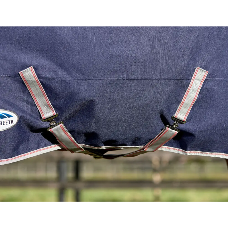 WeatherBeeta ComFiTec Essential Standard Neck Lite Plus Turnout Rug - Navy/Silver/Red-6