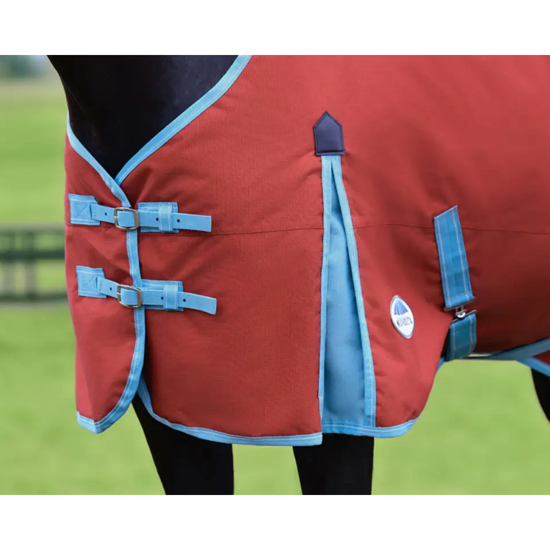 WeatherBeeta ComFiTec Essential Standard Neck Lite Plus Turnout Rug - Red/Blue/Beige-3