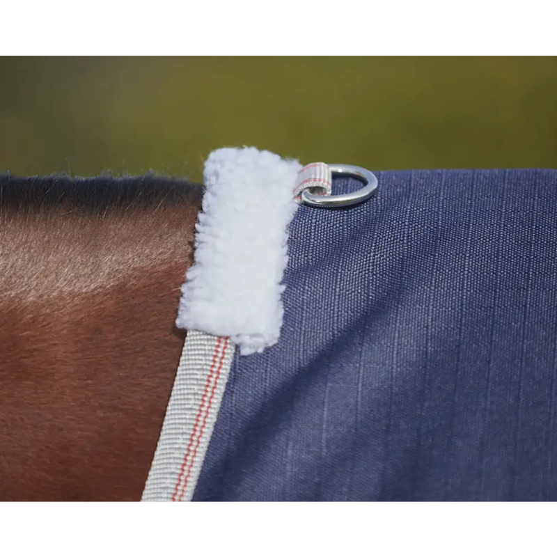 WeatherBeeta ComFiTec Essential Standard Neck Lite Turnout Rug - Navy/Silver/Red-2