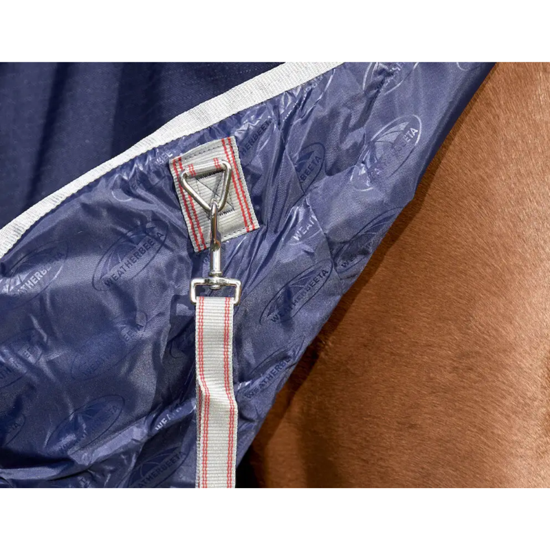 WeatherBeeta ComFiTec Essential Standard Neck Lite Turnout Rug - Navy/Silver/Red-8
