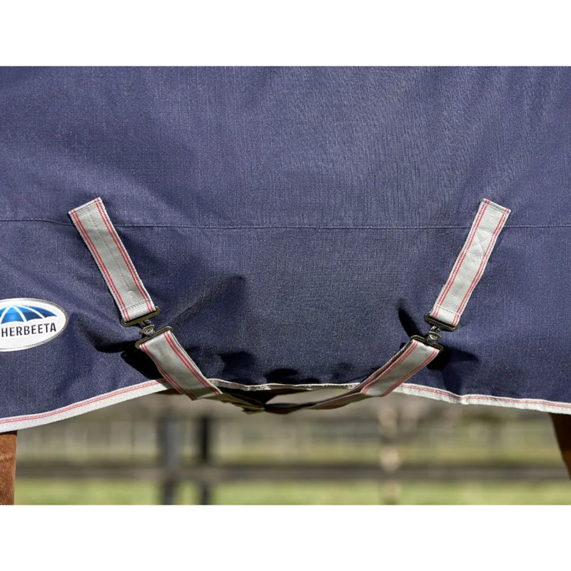 WeatherBeeta ComFiTec Essential Standard Neck Lite Turnout Rug - Navy/Silver/Red-4