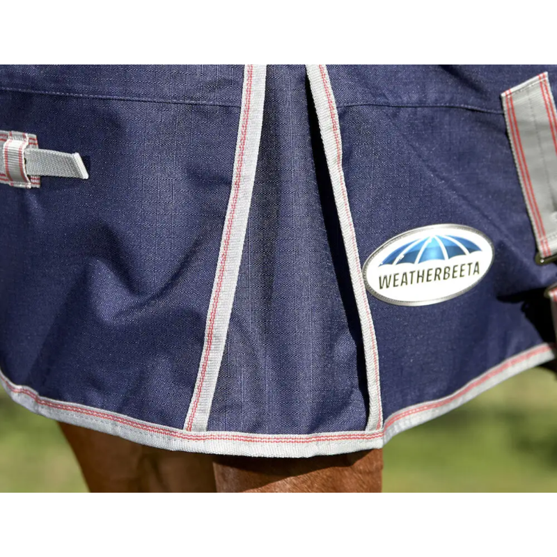 WeatherBeeta ComFiTec Essential Standard Neck Lite Turnout Rug - Navy/Silver/Red-5