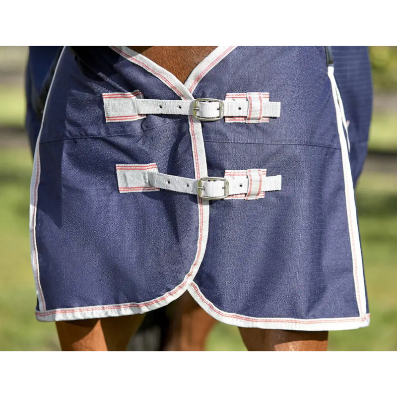 WeatherBeeta ComFiTec Essential Standard Neck Lite Turnout Rug - Navy/Silver/Red-3
