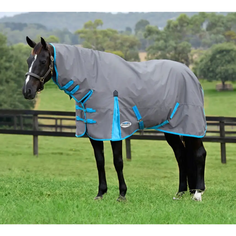 WeatherBeeta ComFiTec Classic Combo Neck Lite Plus Turnout Rug - Grey/Bright Blue/White