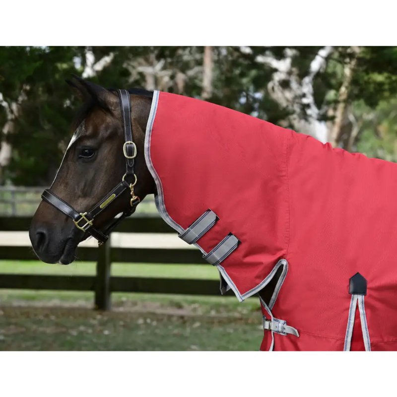 WeatherBeeta ComFiTec Classic Combo Neck Lite Plus Turnout Rug - Red/Silver/Navy-2