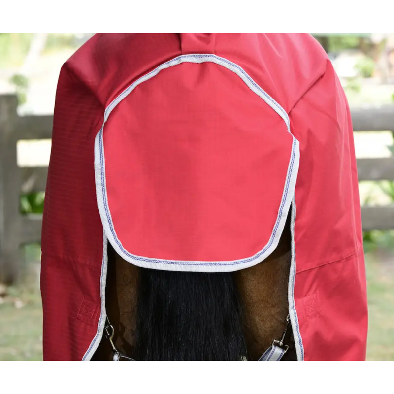 WeatherBeeta ComFiTec Classic Combo Neck Lite Plus Turnout Rug - Red/Silver/Navy-6