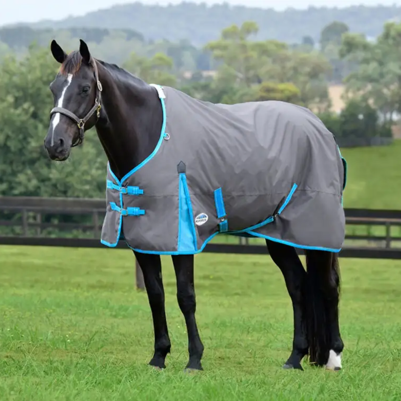 WeatherBeeta ComFiTec Classic Standard Neck Lite Plus Turnout Rug - Grey/Bright Blue/White