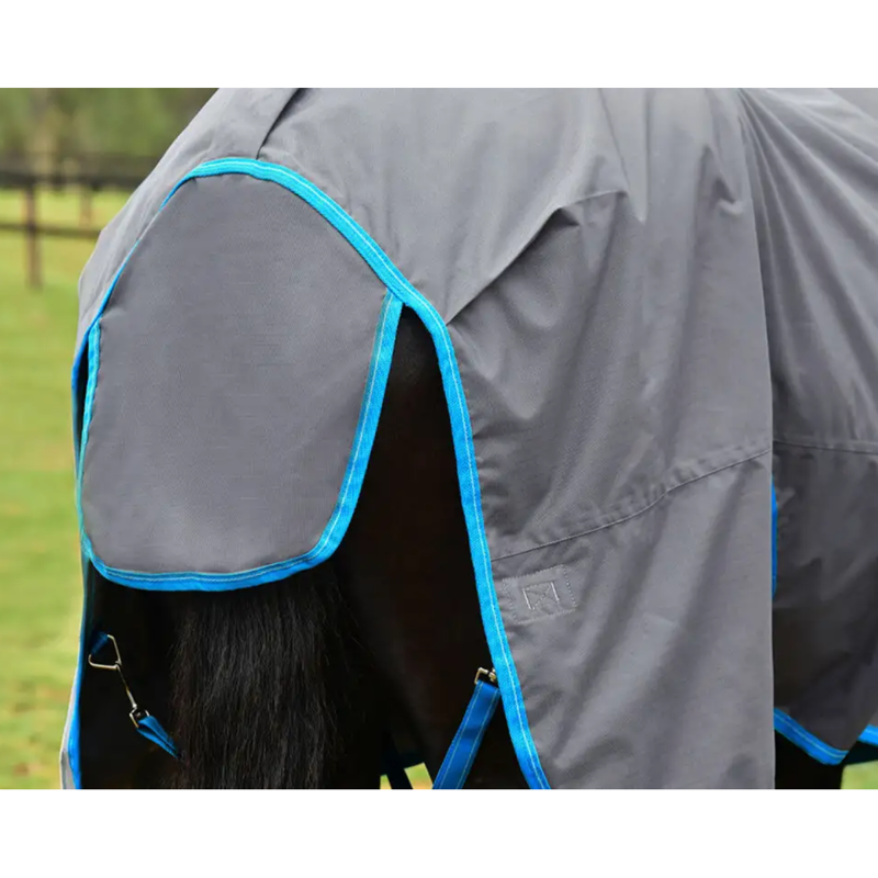 WeatherBeeta ComFiTec Classic Standard Neck Lite Plus Turnout Rug - Grey/Bright Blue/White-8