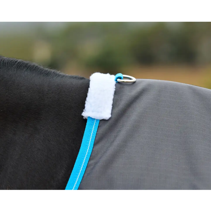 WeatherBeeta ComFiTec Classic Standard Neck Lite Plus Turnout Rug - Grey/Bright Blue/White-2