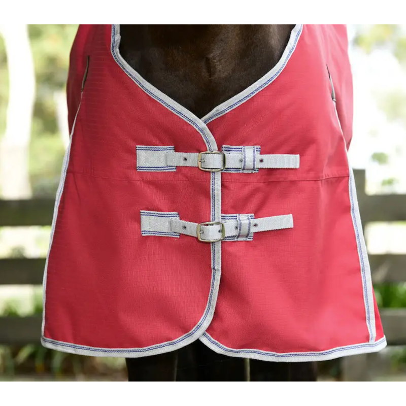 WeatherBeeta ComFiTec Classic Standard Neck Lite Plus Turnout Rug - Red/Silver/Navy-3