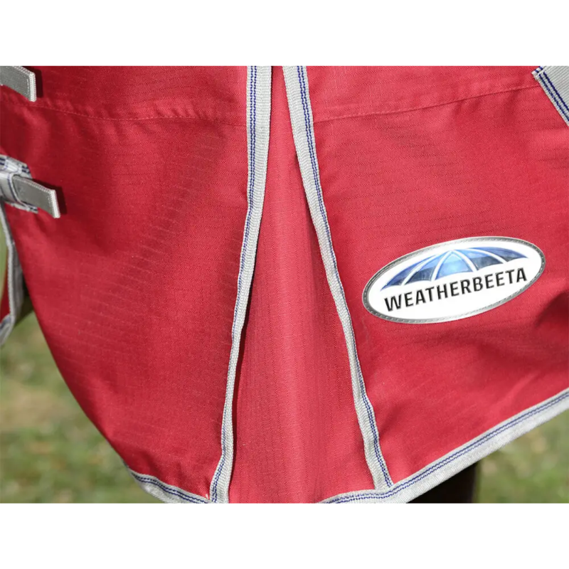WeatherBeeta ComFiTec Classic Standard Neck Lite Plus Turnout Rug - Red/Silver/Navy-4