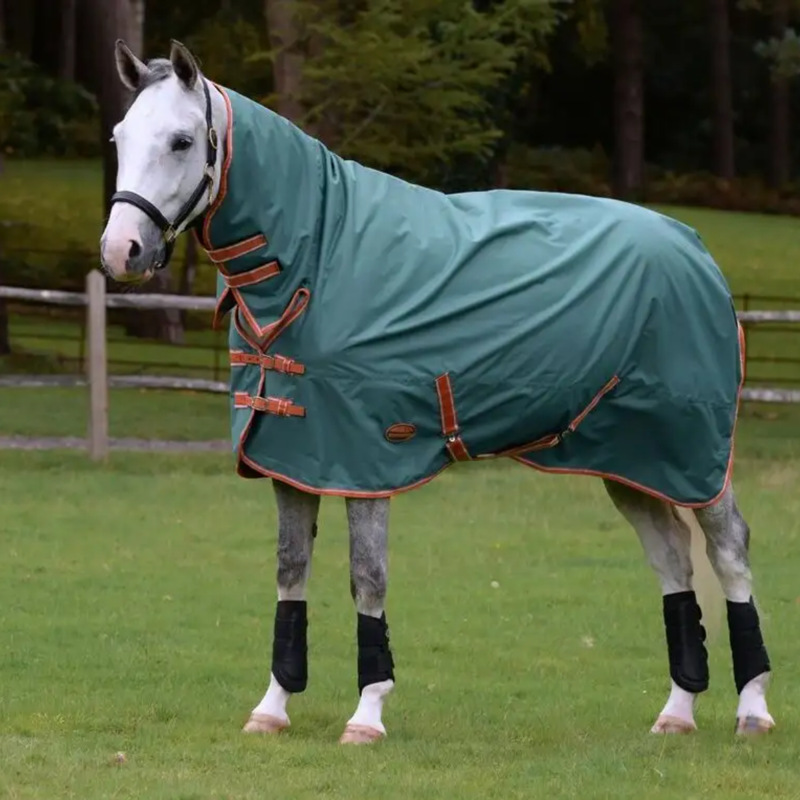 WeatherBeeta ComFiTec Tyro Combo Neck Lite Plus Turnout Rug - Green/Burnt Orange/White