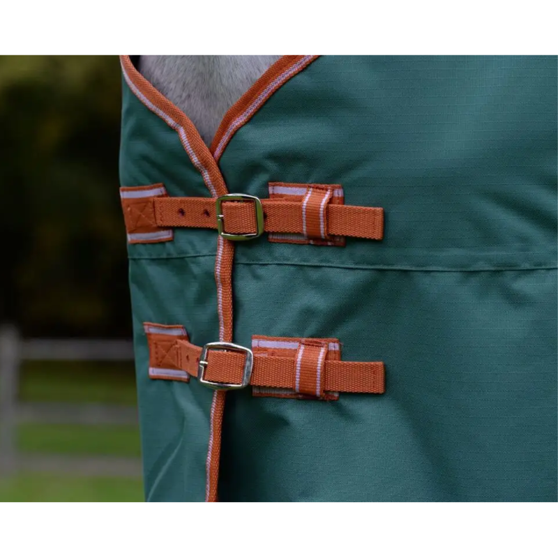 WeatherBeeta ComFiTec Tyro Combo Neck Lite Plus Turnout Rug - Green/Burnt Orange/White-2