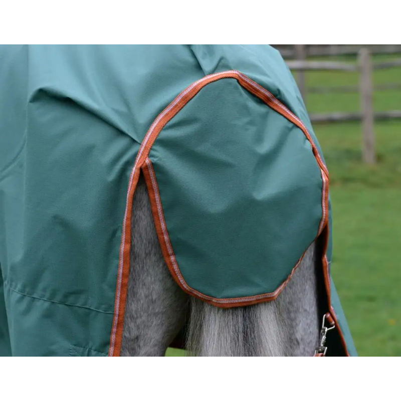 WeatherBeeta ComFiTec Tyro Combo Neck Lite Plus Turnout Rug - Green/Burnt Orange/White-5