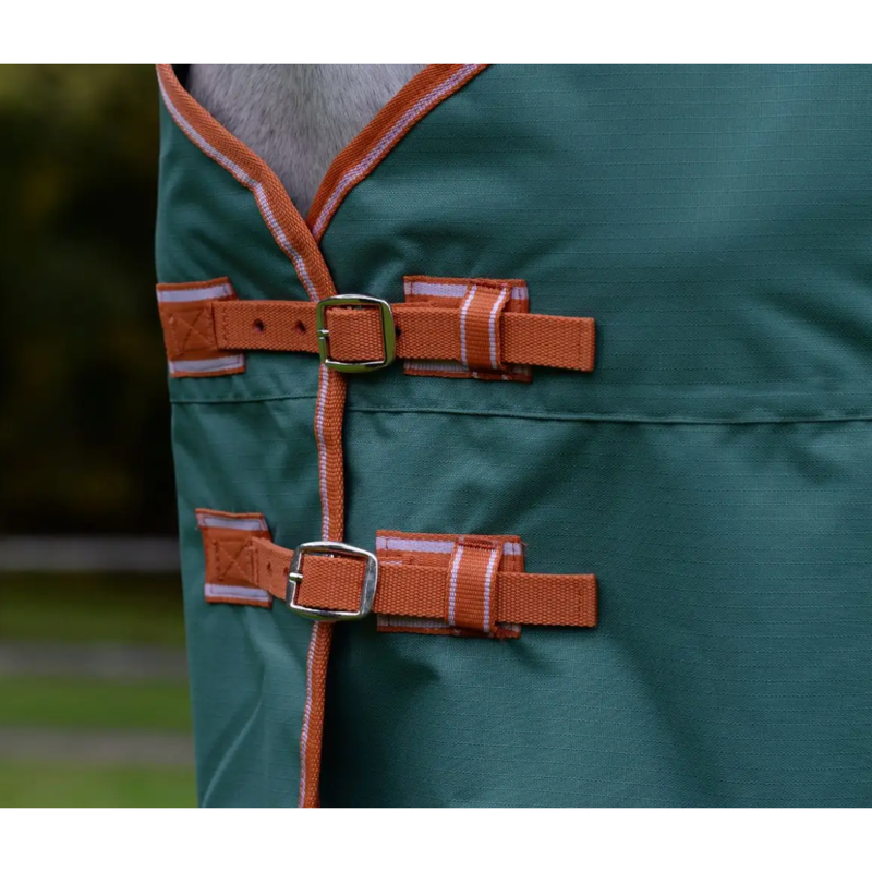 WeatherBeeta ComFiTec Tyro Standard Neck Lite Plus Turnout Rug - Green/Burnt Orange/White-2