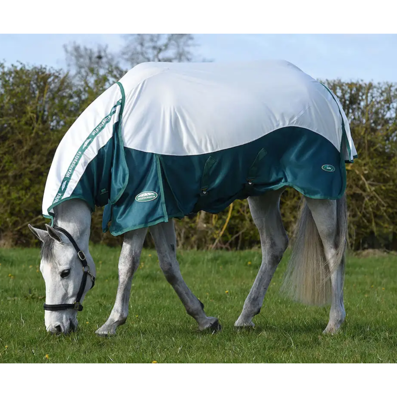 WeatherBeeta Green-Tec Airflow Mesh Combo Neck Fly Rug - White/Dragonfly Blue-1