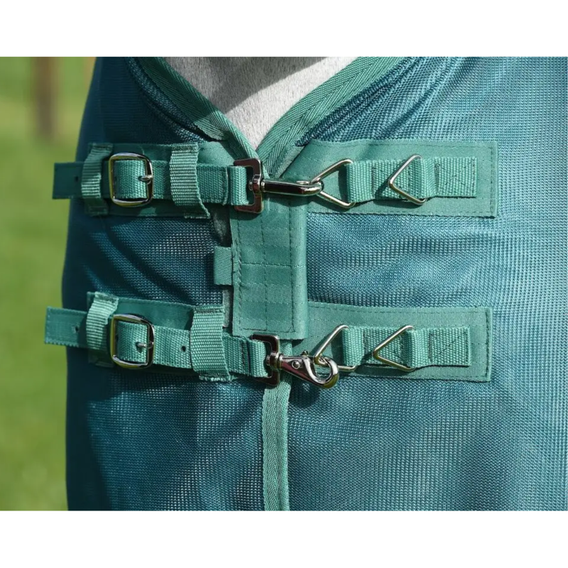 WeatherBeeta Green-Tec Airflow Mesh Combo Neck Fly Rug - White/Dragonfly Blue-2