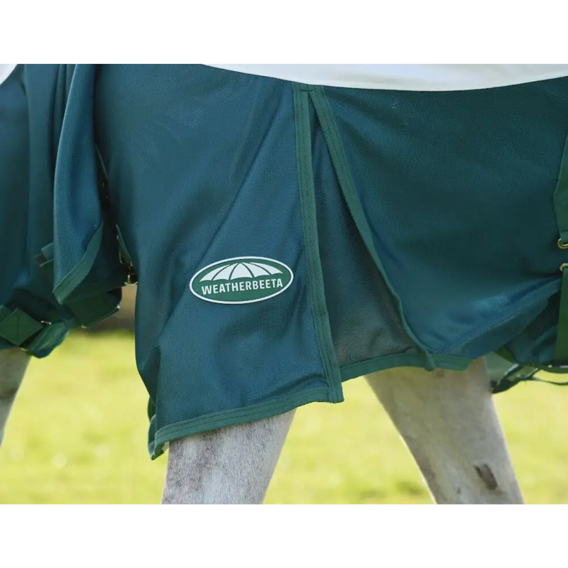 WeatherBeeta Green-Tec Airflow Mesh Combo Neck Fly Rug - White/Dragonfly Blue-3