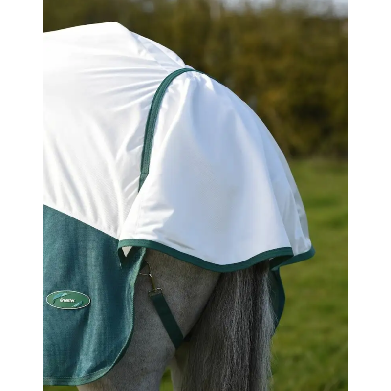 WeatherBeeta Green-Tec Airflow Mesh Combo Neck Fly Rug - White/Dragonfly Blue-6