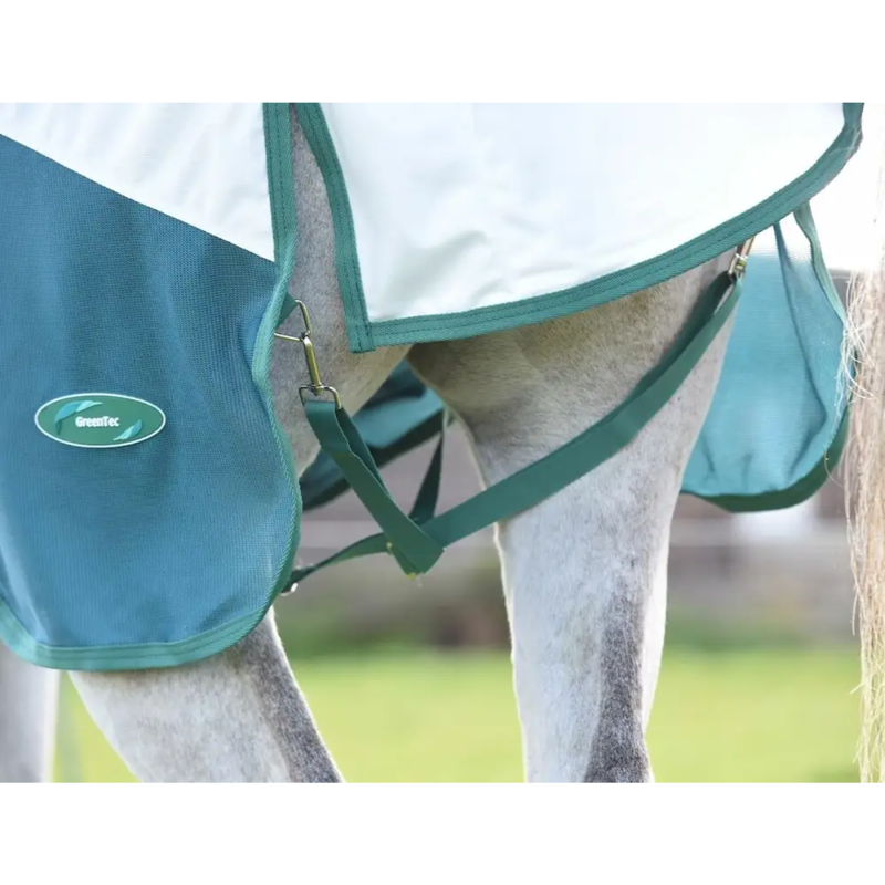 WeatherBeeta Green-Tec Airflow Mesh Combo Neck Fly Rug - White/Dragonfly Blue-7