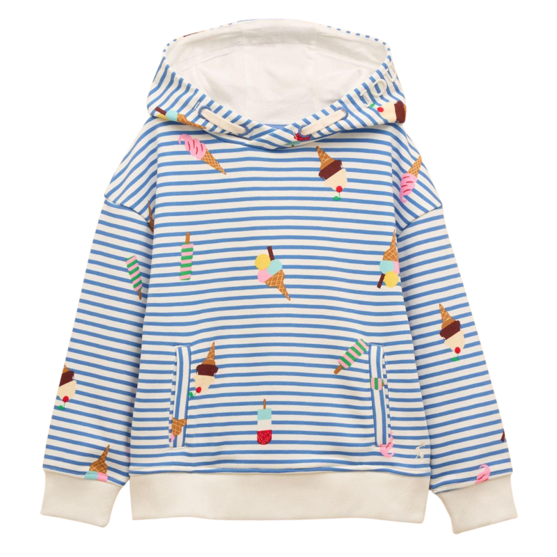 Joules Kids' Beachside Hoodie - Ice Cream Stripe