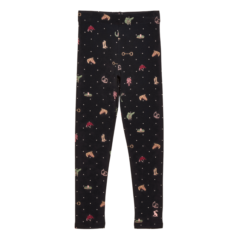 Joules Girls' Deedee Jersey Leggings - Navy Tictac Horse