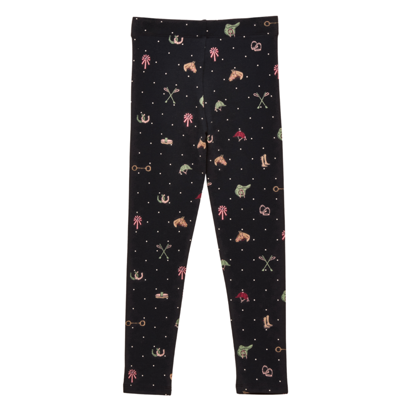 Joules Girls' Deedee Jersey Leggings - Navy Tictac Horse-1