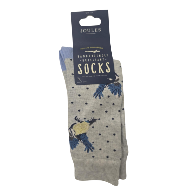 Joules Brill Bamboo Socks - Grey Blue Tit 