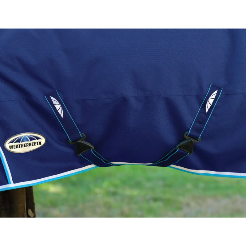 WeatherBeeta ComFiTec Ultra Hardi Detach-A-Neck Medium/Lite Turnout Rug - Blue/Bright Blue/White-7