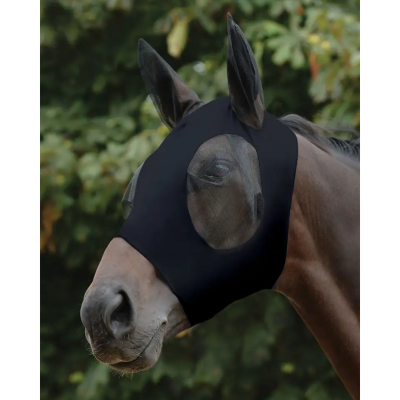 WeatherBeeta Stretch Bug Eye Saver With Ears Fly Mask - Black/Black
