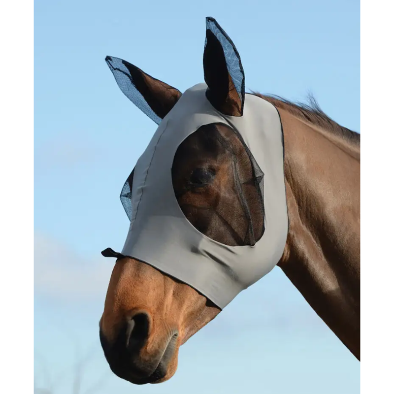 WeatherBeeta Stretch Bug Eye Saver With Ears Fly Mask - Grey/Black