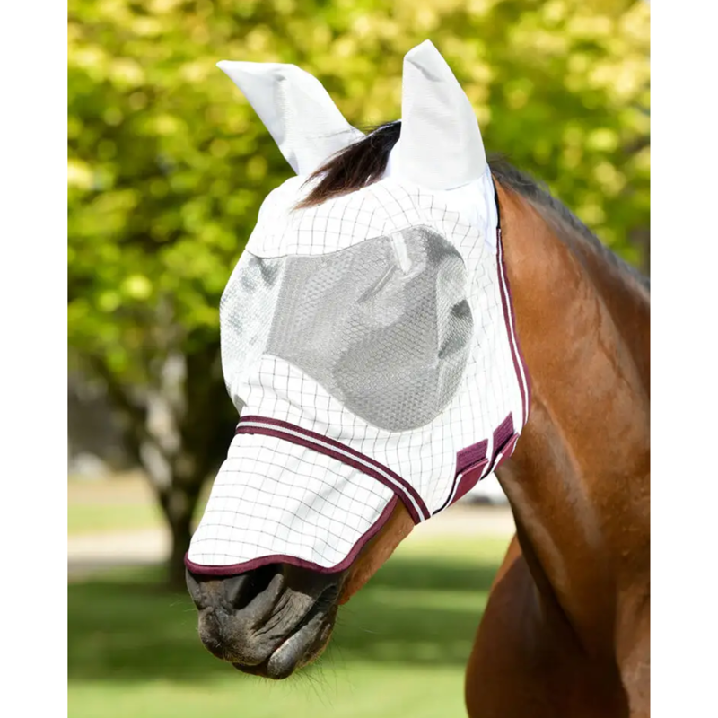 WeatherBeeta Hybrid Seasons Fly Mask - White/Maroon