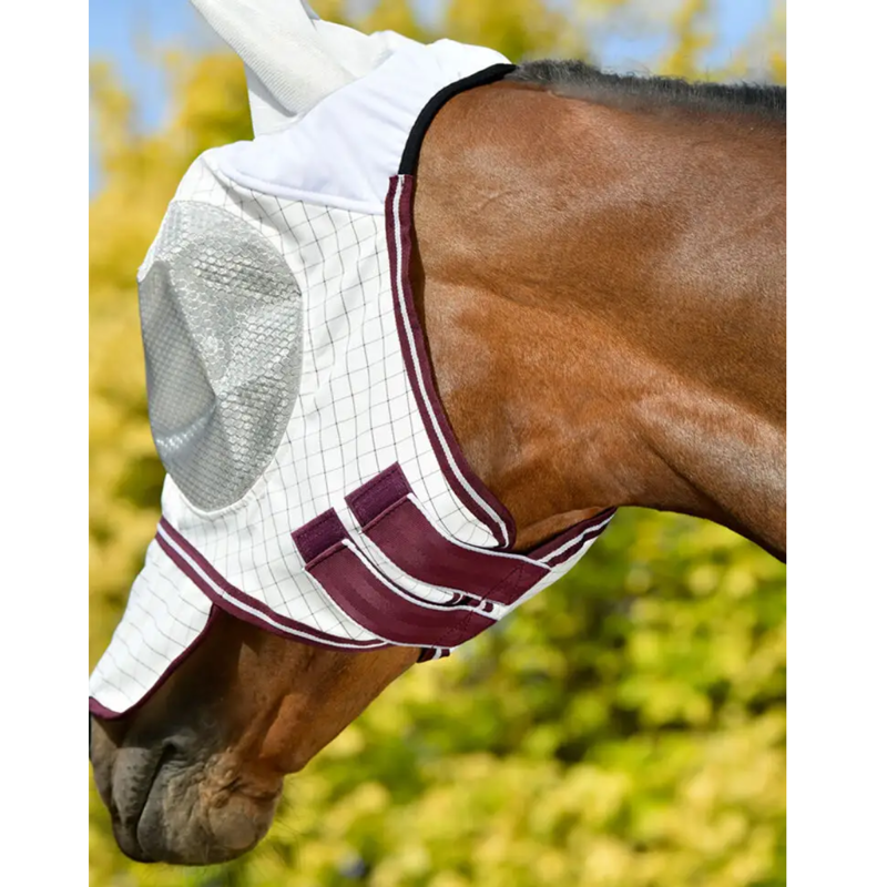 WeatherBeeta Hybrid Seasons Fly Mask - White/Maroon-1