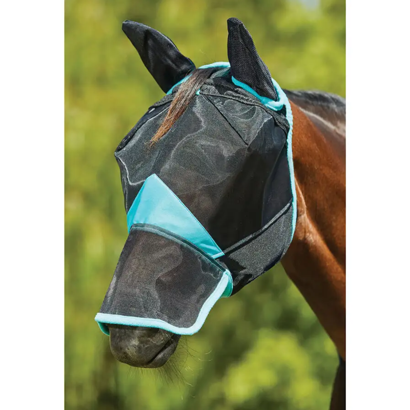 WeatherBeeta ComFiTec Deluxe Fine Mesh Mask With Ears And Nose - Black/Turquoise
