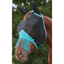 Weatherbeeta ComFiTec Deluxe Fine Mesh Mask With Ears And Tassels - Black/Turquoise
