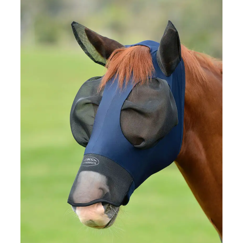 WeatherBeeta ComFiTec Luxe Bug Eye Saver With Ears And Nose Fly Mask - Navy/Black