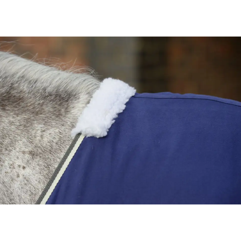 WeatherBeeta Cotton Show Sheet With Surcingles II Standard Neck Rug - Dark Blue/Grey/White-4