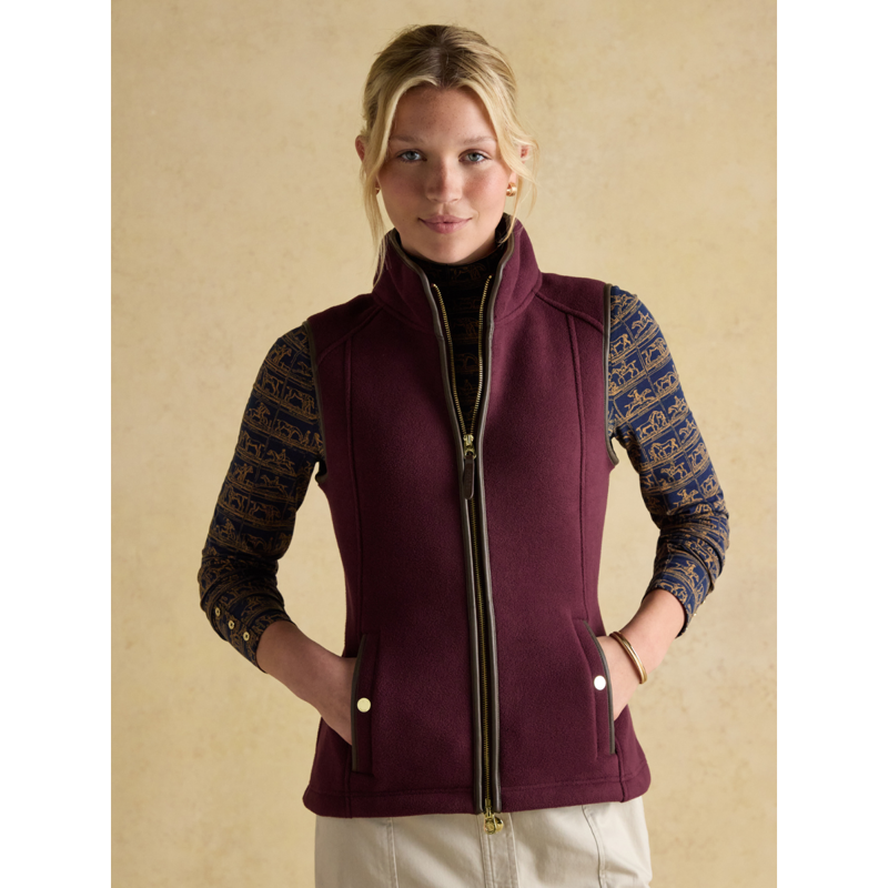 Joules Ladies Heritage Fleece Gilet - Red-1