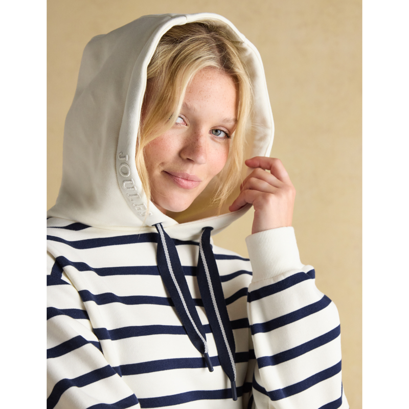 Joules Ladies Milbourne Hoodie - Cream/Navy Stripe-6