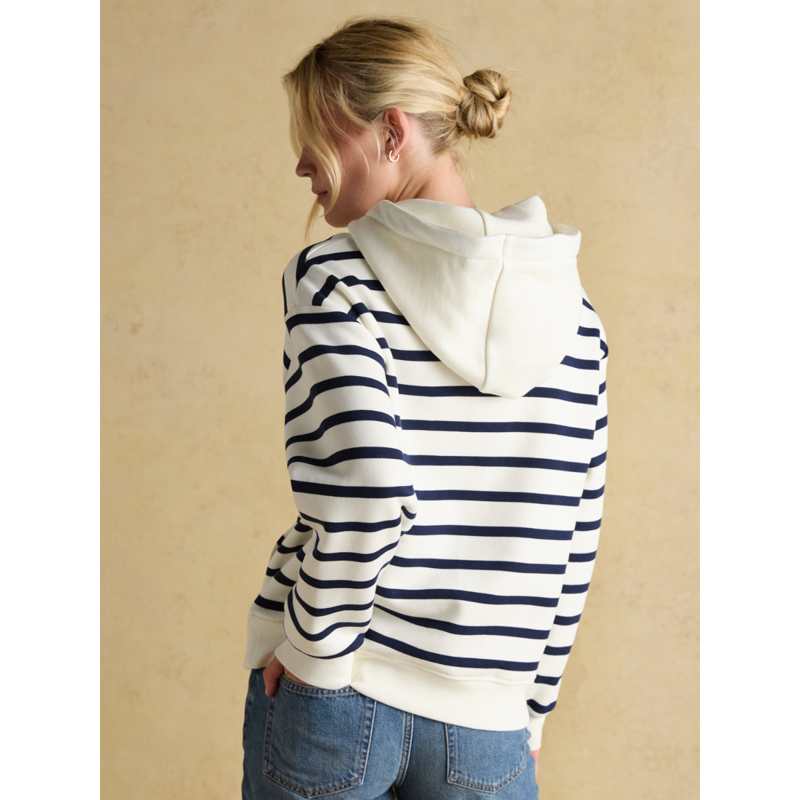 Joules Ladies Milbourne Hoodie - Cream/Navy Stripe-2