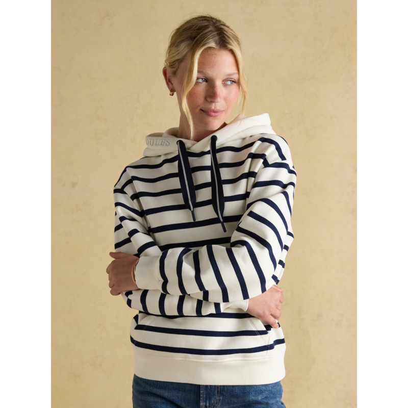 Joules Ladies Milbourne Hoodie - Cream/Navy Stripe-3